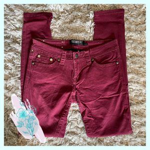 Women's Burgundy Embellished Skinny Jeans